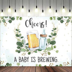 10x7ft Baby Shower Backdrop A Baby is Brewing Photography Background Beer Feeding Bottle Green Eucalyptus Leaves Newborn Birthday Party Banner Decorations Gender Reveal Photo Booth Prop - Image 2