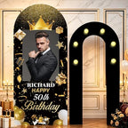 6FT Personalized Foam Arch Backdrop Board with Photo Name, 6.6FT Custom Foam Board Backdrop for Parties with Stand, Personalized Birthday Decoration for Dad Mom Adult Parents by YZPPDHFCCustomGift