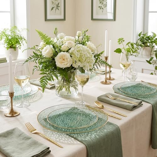 I00000 150 Pcs Clear Green Plastic Plates, Disposable Hammer Party Plates - Image 5