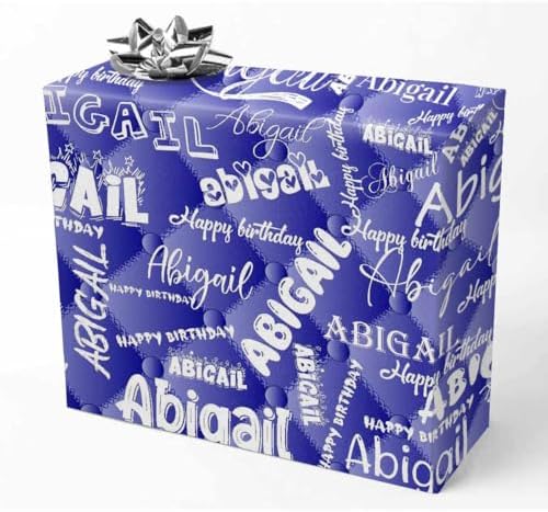 AOFUN Wrapping Paper Roll with Printed Name Funny Birthday Wrapping Paper Personalized Name Heart Mens Wrapping Paper Christmas Gift Wrapping 3 Rolls 58" x 23" by Unknown