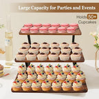 Cupcake Stand for 50 Cupcakes, Wood Metal Riser Dessert Table Display Stand - Image 3