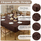 2 Pack Chocolate Spandex Tablecloths for 48x48 Inch Square Tables, Stretch Fitted Table Clothes with Pleated Ruffle Skirt for 48” Table, Wrinkle Free and Elastic, for Party Kitchen Home Dining - Image 5