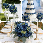 50Pcs Peonies Artificial Flowers Bulk, 4’’ Navy Blue - Image 4
