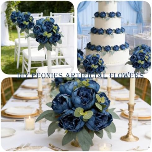 50Pcs Peonies Artificial Flowers Bulk, 4’’ Navy Blue - Image 4