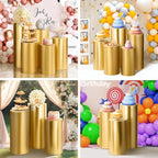 SaitiMade Set of 5 - Gold Cylinder Pedestal Stand Covers - Image 6