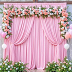 8 Panels 5ftx12ft Wrinkle Free Pink Backdrop Curtain for Parties, Silky Polyester Photo Backdrop Drapes 12 ft Long Back Drop Cloth for Wedding Birthday Photography Background Curtains - Image 5