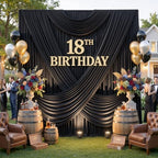 50ftx12ft Black Backdrop Curtain for Wedding Party 10 Panels 5×12FT Tall - Image 3