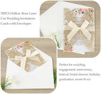 50Pcs Laser Cut Invitations with Envelopes and RSVP Cards Gold Glitter - Image 2