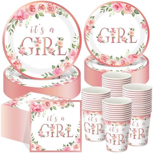 Funnymoom 250 Pcs It's a Girl Baby Shower Decoration for Girl Serves 50 by Funnymoom