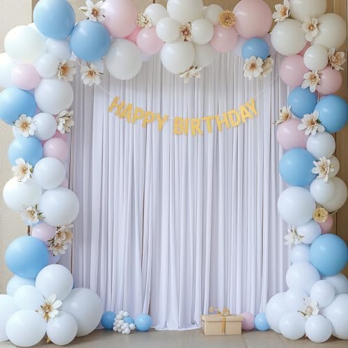 16x10FT White Backdrop Curtains for Wedding Parties, Wrinkle Free Polyester Photography Backdrop Drapes for Wedding Baby Shower Birthday Parties Stage Background Stand Decorations 4x10ft,4 Panels - Image 3