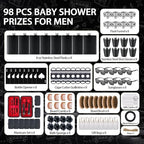 Baby Shower Prizes for Men 8 Set with 8oz Stainless Steel Hip Flask Bottle Opener Manicure Kit Bath Sponge Sunglasses Gift Bag Baby Shower Game Prizes for Winner Bachelor Party (Black, 8 Sets) - Image 3