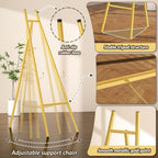 57.5" Tall Gold Metal Easel Stand for Sign,Heavy Duty Art Easel with Adjustable Chain,Tripod Structure,4-Level Height—Easels for Wedding Welcome Sign Holder,Baby Shower Poster,Birthday Party,Posters - Image 5