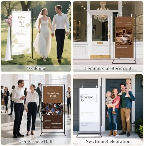 Wedding Welcome Sign Stand Holder - Adjustable Easel for Wedding Signs Stand & Seating Charts, Metal Easel Stand for Sign Reception Display, Black Welcome Hanging Sign Holder for Party, Events - Image 6