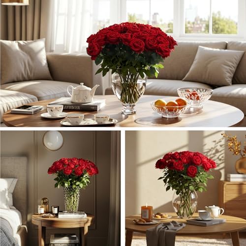 Auihiay 104pcs Red Roses Artificial Flowers, Realistic Faux Red Roses - Image 6