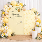 Honey Bee Arch Backdrop Cover Set of 2 BeeTheme Baby Shower Spandex Arch Covers for Gender Reveal Baptism Birthday Party Decoration (Yellow,7.2FT & 6.6FT) by ellteecz
