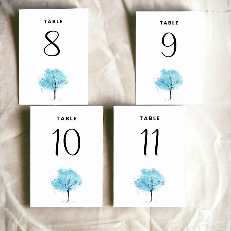 Blue Tree Design Table Number Cards Double Sided Party Table Numbers for Reception Baby Shower Anniversary Birthday Bridal Party 5x7 100 Pcs - Image 3