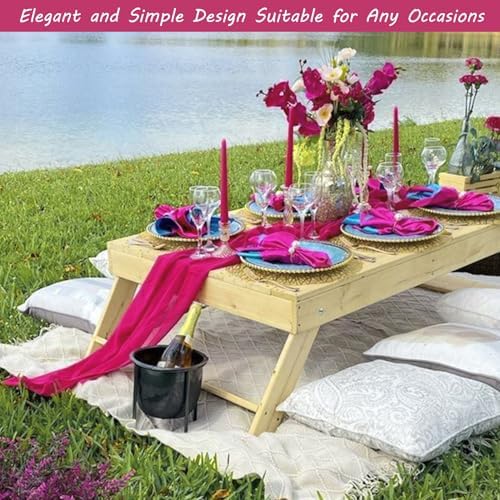 35x72 Inch Hot Pink Cheesecloth Table Runner Bachelorette Party Decor - Image 7