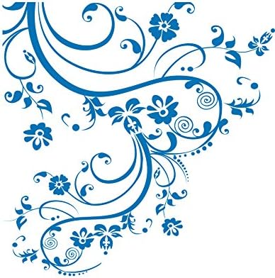 Blue Swirl Flower Floral Wall Decal. (100" X 29") #262A - Image 4