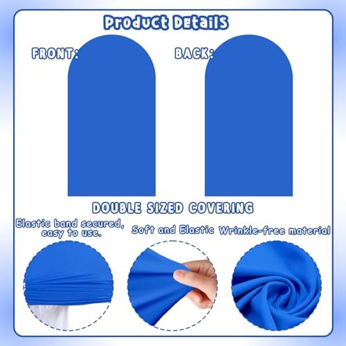 2PCS Arch Backdrop Covers Glitter Gold Sapphire Blue (7.2ft+6ft) , Spandex Fitted Arch Stand Covers Background for Wedding Baby Shower Birthday Bridal Shower Party Decorations(Only Covers) - Image 6
