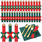 30 Set Christmas Pre Rolled Cutlery Napkins, Red and Green by Lanties