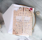 50 Pack laser Cut Marriage Gate Wedding Invitations Kits 5 × 7 Inch Invitaciones Pockets with Envelopes Inner Sheets (Rosy) - Image 4