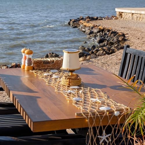 Moukeren 2 Pack 5ft Fishing Net Table Runner Lights Seashell Table Runner - Image 4
