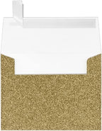 LUXPaper A2 Invitation Envelopes | Peel & Press | 4 3/8" x 5 3/4" | Gold Sparkle | 90lb. Text | 50 Qty by LUXPaper