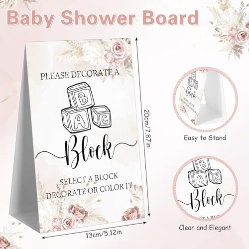 Marsui 136 Pcs Baby Shower Blocks to Decorate Game Kit, Floral - Image 4