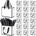 EQOREIIN 50 Pcs Metallic Paper Small Gift Bags with Handles & Tissue Paper by EQOREIIN