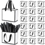 EQOREIIN 50 Pcs Metallic Paper Small Gift Bags with Handles & Tissue Paper by EQOREIIN