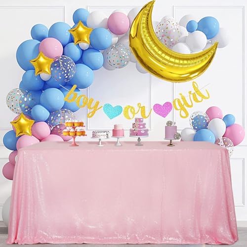 SquarePie Sequin Tablecloth 90x132 Inch Pink for Birthday Wedding Party by SquarePie