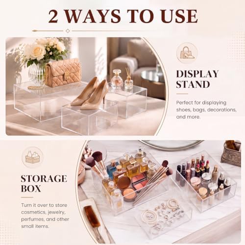 Leinuosen 7 Pcs Large Acrylic Buffet Risers, 8-14" Rectangle, Clear - Image 4