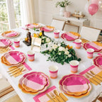 FillTouch 350 Pcs Pink and Orange Party Supplies, Sunset Style, 50 Guests - Image 5