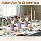 12 PCS 16oz Glass Mason Jars Flower Vases for Centerpieces,Purple - Image 6