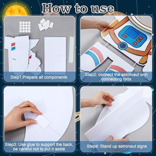 2 Pcs 3.94 ft Space Photo Booth Prop Rocket Astronaut Life Size Cardboard Cutout Stand up Backdrop Rocket Cardboard for Space Birthday Party Decoration Science Event Display - Image 5