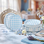 Pajean 350 Pcs Gingham Paper Plates and Napkins, Blue White - Image 2