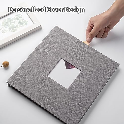 HoneyTolly Large Photo Album Self Adhesive, DIY Scrapbook Album for 4x6 8x10 Pictures, 40 Pages Linen Cover Memory Book, Ideal Gift for Family Travel Wedding Baby Christmas Anniversary(Grey) - Image 2