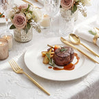 Rubtlamp 180Pcs Gold Plastic Silverware,Luxury Gold Plastic Cutlery,Heavy duty Golden Disposable Flatware, Utensils Set Disposable Include 60Gold Forks,60Gold Spoons,60Plastic Knives for Party,Wedding - Image 5