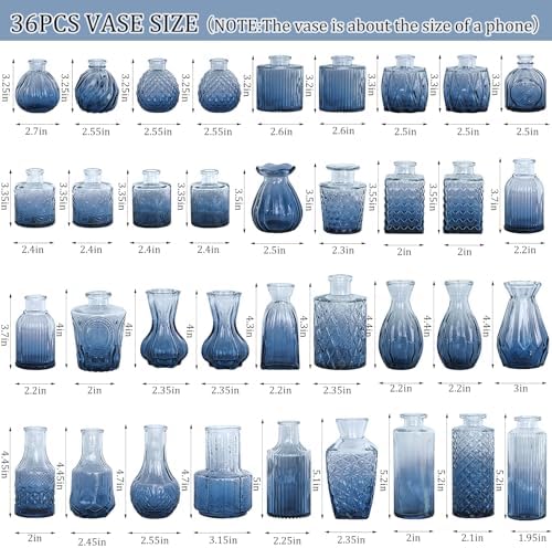 Set of 36 Glass Bud Vases Small Flower Vases for Centerpieces(Blue) - Image 2