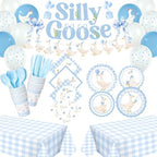 VioraWhite 183 Pcs Silly Goose Birthday Party Set Classical Blue by VioraWhite