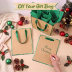Yeaqee 50 Pack Metallic Paper Gift Bag Bulk with Handle, Kraft, Green - Image 4