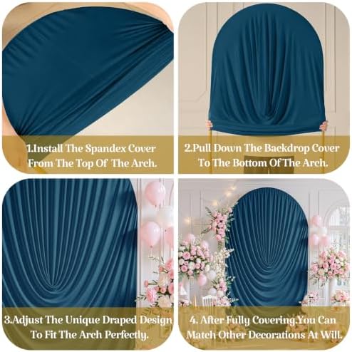 7.2FT Navy Blue Arch Backdrop Cover Wedding Draped Arch Cover, Stretchy Spandex Balloon Backdrop Arch Stand Covers for Wedding Ceremony, Baby Shower, Photography Birthday Party Decorations - Image 4
