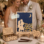 Wedding Guest Book Alternative Drop Box, Celestial Starry Night Moon Frame - Image 2