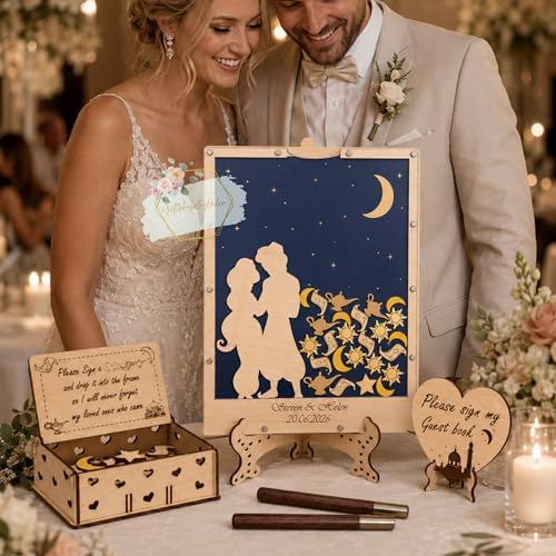 Wedding Guest Book Alternative Drop Box, Celestial Starry Night Moon Frame - Image 2