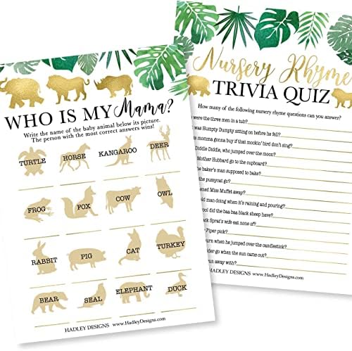 Hadley Designs 50 Safari Baby Prediction And Advice Cards, Trivia Games, etc., 25 Baby Animal Matching, Nursery Rhyme Game-6 Double Sided Cards Baby Shower Funny Games, Ideas Baby Sprinkle Games - Image 4