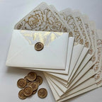 20 Pearl Ivory Envelope with Gold Foil Floral Liner for 5*7 inch Invitation by Unknown