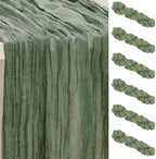 6 Pack Sage Green 35x120 Inch Cheesecloth Table Runner by SuBleer