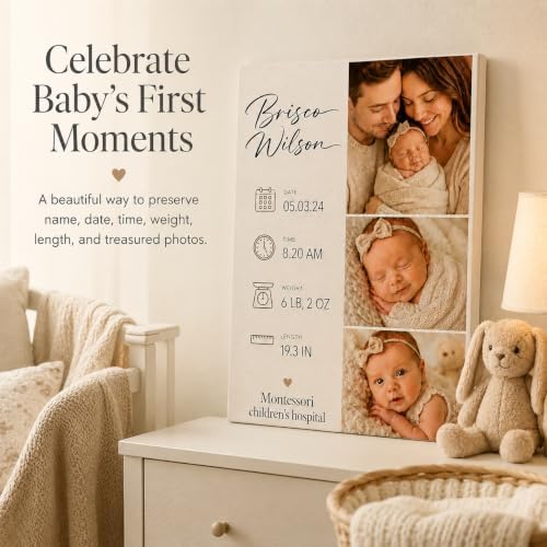 TWING Custom Baby Birth Details Photo Canvas Print Wall Decor, 24 x 36 in - Image 3