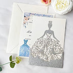 5.12 x7.28 inch 50PCS Silver Glitter Quinceanera Invitations Kit Laser Cut Hollow Girl Princess Pocket with Envelopes Invitations for Quinceanera Bridal Shower Invite - Image 5