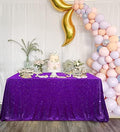 Sequin Tablecloth 90"x132" Rectangular Seamless Purple Party Tablecloth by QueenDream